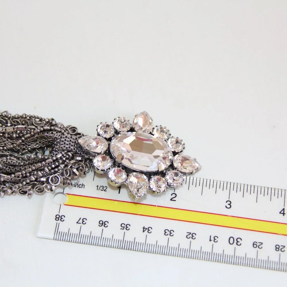 RARE Rodrigo Otazu Crystal Silver Statement Necklace - Picture 15 of 16